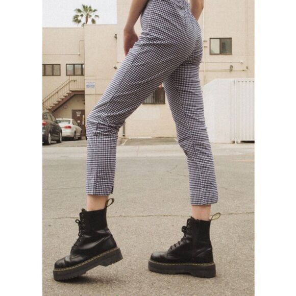 Brandy Melville x John Galt Gingham Tilden Pants Ankle Crop Blue White - Picture 2 of 11